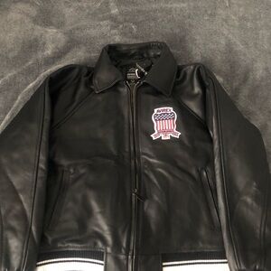 Avirex Black Leather Bomber Jacket